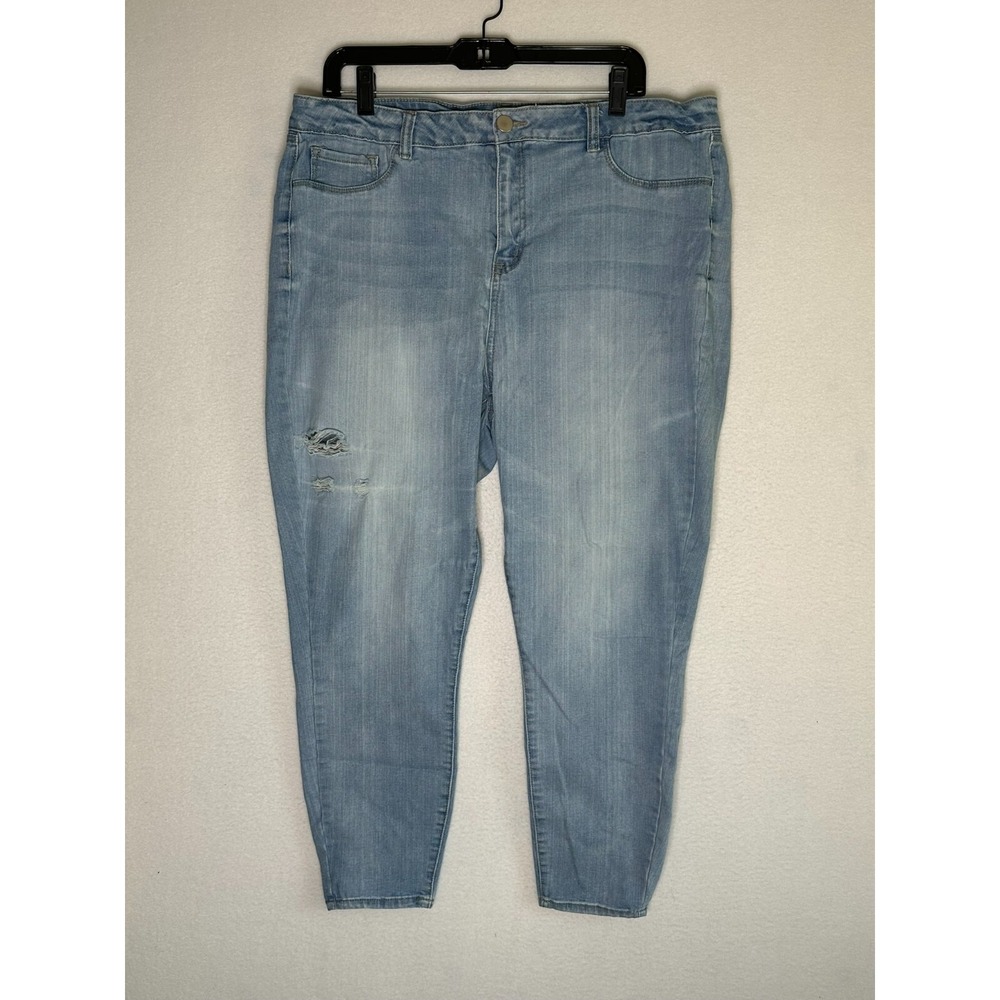 Refuge Light Blue Straight Leg Jeans Plus Womens Size 20 Distressed